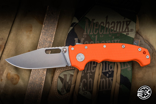 Demko Knives AD20I Slim Folding Knife Orange G10 3.6" Nitro-X7 Clip Point Stonewash