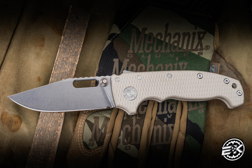 Demko Knives AD20I Slim Folding Knife Tan G10 3.6" Nitro-X7 Clip Point Stonewash