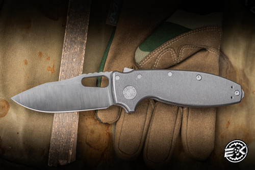 Demko Knives Shark-A-Tac Soft Touch Folding Knife Smooth Titanium 3.5" MagnaCut Clip Point Stonewash