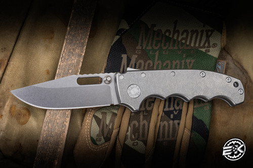 Demko Knives MGAD20S Folding Knife Smooth Titanium 3.25" Magnacut Shark Foot Stonewash