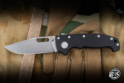 Demko Knives AD20I Slim Folding Knife Black G10 3.6" Nitro-X7 Clip Point Stonewash