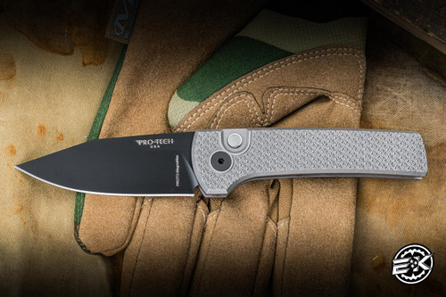 ProTech x Ramon Chaves Scapegoat Compact Automatic Knife Blasted/Stonewash Carbide Textured Steel 3.15" MagnaMax Clip Black DLC