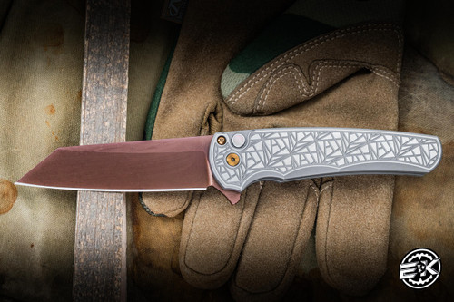 Protech Malibu Manual Flipper Knife Nexus 2 Tone Steel 3" MagnaCut Reverse Tanto Copper Rose