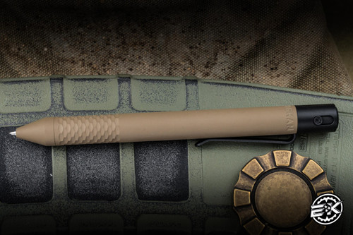 Nottingham Tactical Tibutton Pen Partially Carved Titanium FDE/Black Cerakote 5" Parker Double Lock RHDL
