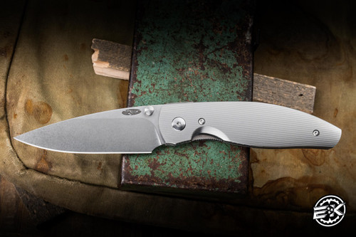 Three Rivers Manufacturing ATOM Folding Knife Pinstripe Titanium 3.5" MagnaCut Drop Point Satin