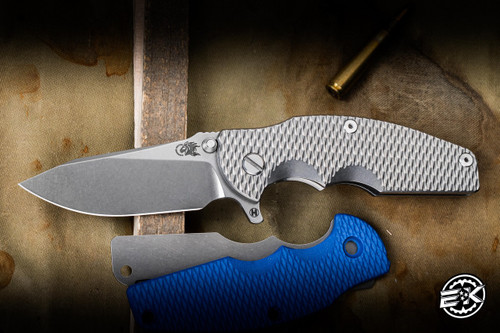 Preowned - Rick Hinderer Knives Jurassic Slicer Textured Titanium 3.4″ MagnaCut Hollow Grind x Choil