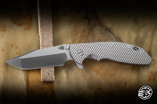 Preowned- Rick Hinderer Knives XM-24 4.0" S45VN Harpoon Spanto, Titanium Textured Stonewash