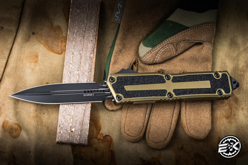 Microtech Scarab II Gen III OTF Automatic Knife OD Green Aluminum 4" M390 D/E Dagger Stonewash 1280-1OD
