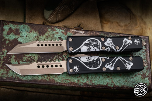 Preowned-Microtech UTX-85 Death Card Set Hellhound/Warhound OTF 3" Bronze 719-13SETDCS