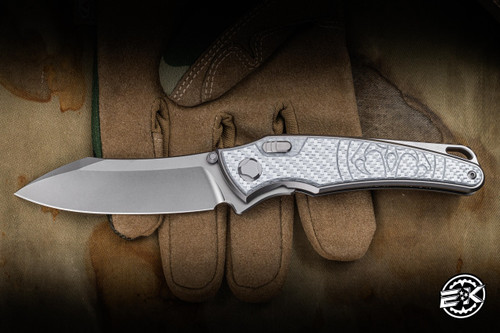 Hawk Knives Talon Folding Knife Barracuda Silver Twill Titanium 3.5" M390 Satin EK-3209