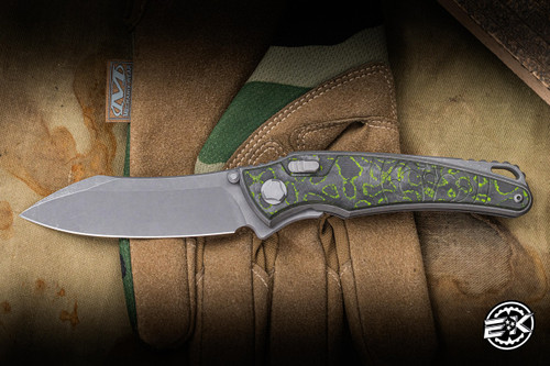 Hawk Knives Talon Folding Knife Toxic Moss CamoCarbon 3.5" M390 Tumbled EK-3213