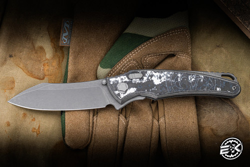 Hawk Knives Talon Folding Knife White Storm FatCarbon 3.5" M390 Tumbled EK-3214