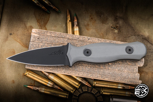 Half Face Blades Pulse Checker Fixed Blade Knife Grey G10 2.8" S45vn American Steel Dagger Armor Black Cerakote EK-3220