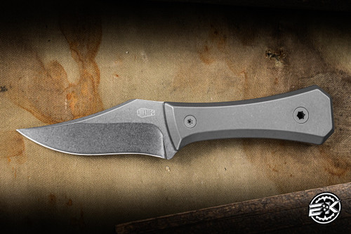 Big Idea Design-Aux MFG Ti Pocket Fixed Blade Knife Titanium 2.8" M390 Bowie Stonewash