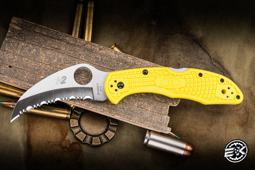 Spyderco Tasman Salt 2 Folding Knife Yellow FRN 2.9" H-2 Hawksbill SpyderEdge Satin C106SYL2