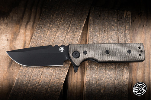 Chaves Knives TAK Redencion Flipper Knife Green Micarta 2.75" Elmax Drop Point Blackout