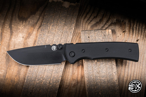 Chaves Knives 229 Redencion Flipper Knife Black G10 3.6" Elmax Drop Point Blackout
