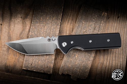 Chaves Knives NTAK Redencion Flipper Knife Black G10 3.6" Elmax Tanto Belt Satin