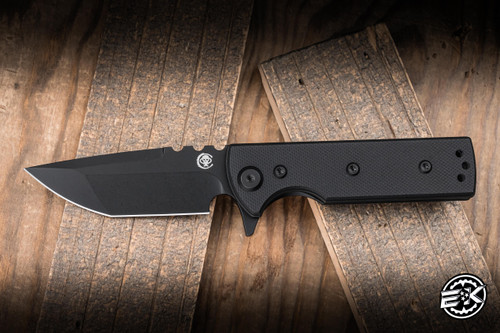 Chaves Knives TAK Redencion Flipper Knife Black G10 2.75" Elmax Tanto Blackout