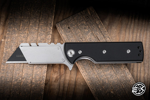 Chaves Knives CHUB Flipper Utility Knife Black G10 2.6" Stainless Steel Reverse Tanto Stonewash