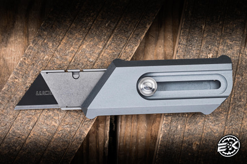 Chaves Knives CHUB Slipper Sliding Utility Knife Grey Aluminum 1.4" Stainless Steel Razor Stonewash