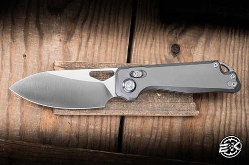 Kunwu Knives Pulsar XL Crossbar Knife Gray Titanium 3.87