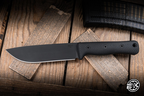 Reiff Knives F6 GEN2 Leuku Survival Knife Black G10 6" CPM 3V Drop Point Black DLC F601-BBLGBLKA