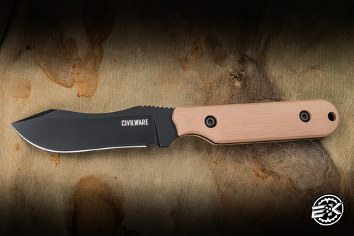 Civilware Knives Striker Fixed Blade Knife Coyote Brown G10 4" AEB-L Clip Point Black KG Gun-Kote