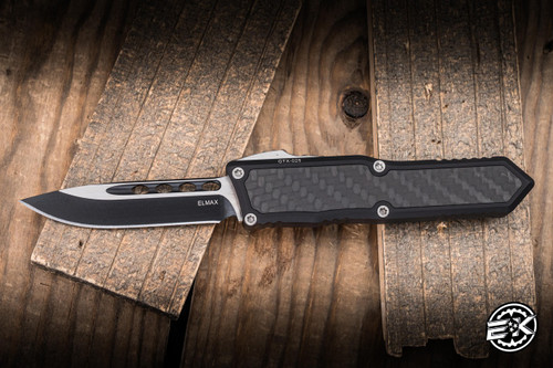 Guardian Tactical GTX-025 OTF Automatic Knife Aluminum, Carbon Fiber Inlay 2.5" Elmax Clip Point Black 122111