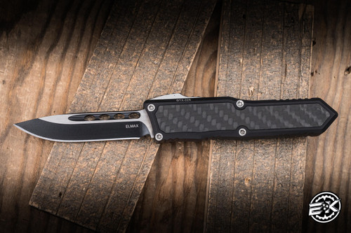 Guardian Tactical GTX-025 OTF Automatic Knife Aluminum, Carbon Fiber Inlay 2.5" Elmax Clip Point Two Tone Black 122211