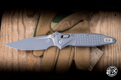 Microtech Socom Delta RAM-LOK Black Frag Storm Aluminum 3.8" M390 Clip Point Stonewash 160RL-1FRCSM-Z13