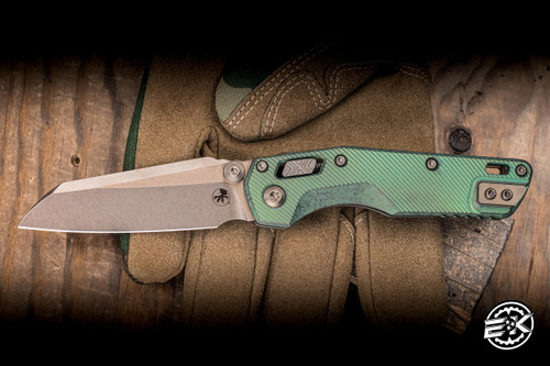 Microtech Marfione Select MSI Mini Ram-Lok Folding Knife Antique Green FlutedTitanium, Bronze Ti Accent 3.25" M390 Sheepsfoot Bronzed Stonewash 210M-13FLMS2