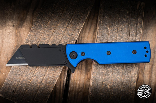 Chaves Knives CHUB Flipper Utility Knife Blue G10 2.6" Stainless Steel Reverse Tanto Blackout