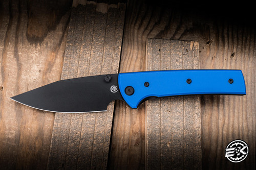 Chaves Knives Scapegoat 229 Folding Knife Blue G10 3.75" Elmax Spearpoint Blackout