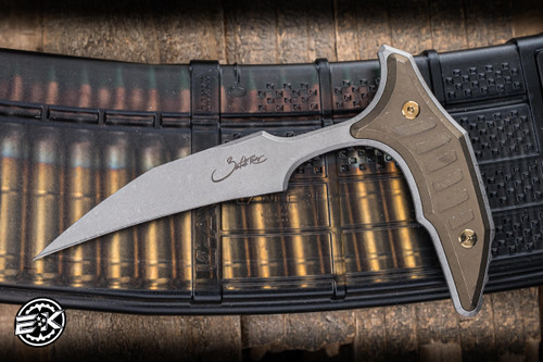 Microtech Marfione Select Bee Push Dagger Antique Bronze Titanium 2.5" M390MK Wharncliffe Apocalyptic Stonewash 218-10APMS2