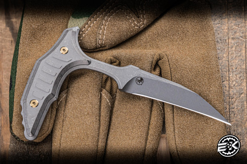 Microtech Marfione Select Bee Push Dagger Apocalyptic Titanium 2.5" M390MK Wharncliffe Stonewash Serrated 218-10APMS1