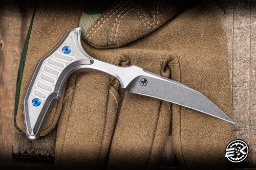 Microtech Marfione Select Bee Push Dagger Stonewash Titanium 2.5" M390MK Wharncliffe Serrated 218-10MS3