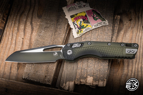 Pre-Owned Microtech MSI Ram-Lok Manual Folding Knife Bazooka Green Polymer 3.88" M390MK Wharncliffe Bazooka Green Cerakote 210T-1PMFBO