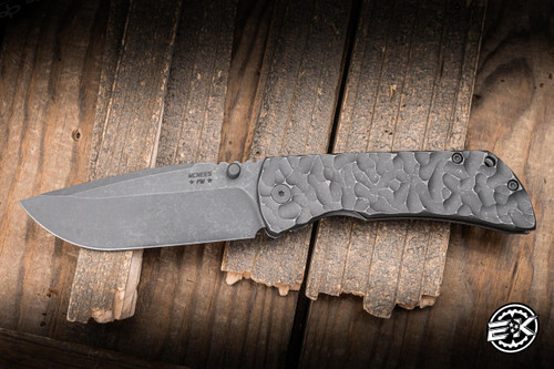 Mcnees Knives Mac 2 Folding Knife Atomic Stonewash Rock Textured Titanium 3.5" MagnaCut Drop Point Stonewash