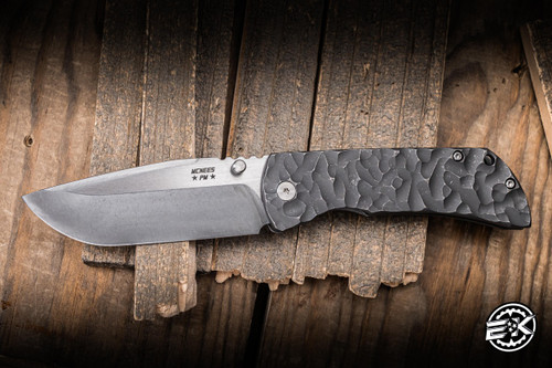 Mcnees Knives Mac 2 Folding Knife Atomic Stonewash Rock Textured Titanium 3.5" MagnaCut Drop Point Satin Stonewash