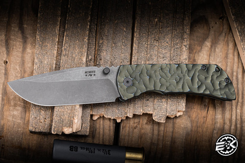 Mcnees Knives Mac 2 Folding Knife Atomic Green/Blue Rock Textured Titanium 3.5" MagnaCut Drop Point Stonewash