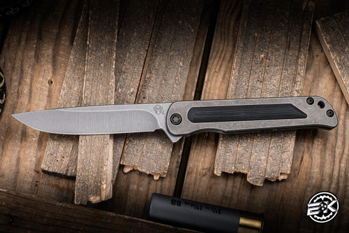 Preowned-Medford T-Bone Folding Flipper Knife Tumbled Titanium-Black G10 Inlay 4" S45VN Drop Point