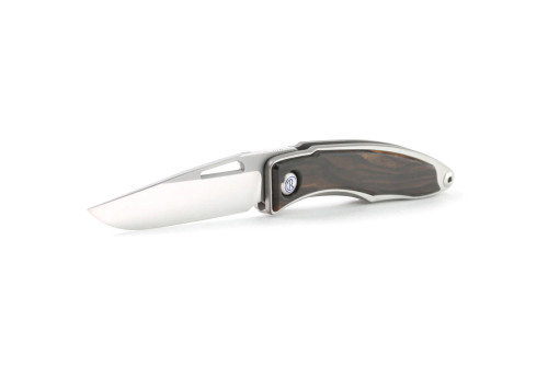 Left Handed Chris Reeve Knives Mnandi Folding Knife Titanium, Macassar Ebony Inlay 2.75" MagnaCut Drop Point Polished MNA-1017