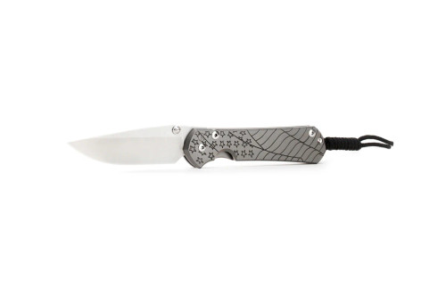 Chris Reeve Knives Large Sebenza 31 Folding Knife Forever Flag Glass Blasted Titanium 3.6" MagnaCut Drop Point Polished L31-1512