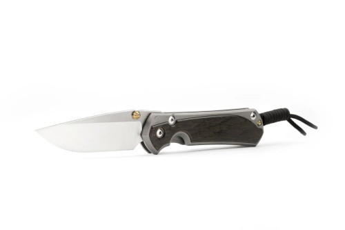 Left Handed Chris Reeve Knives Small Sebenza 31 Folding Knife Bog Oak Inlay/Glass Blasted Titanium 3" MagnaCut Drop Point Polished S31-1621