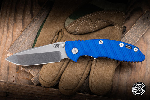 Hinderer Knives XM-18 Non Flipper Knife Triway Blue G10 3.5" MagnaCut Spanto Stonewash