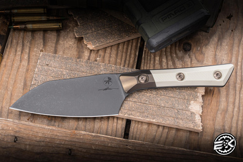 Microtech Kitchen Cutlery Santoku Knife Ivory Titanium Bolster 4.2" M390 DLC 3300B-1DLCIVS