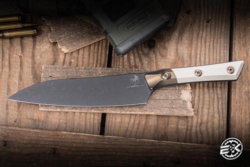 Microtech Utility Kitchen Knife Ivory Titanium Bolster 6" M390MK DLC 3400B-1DLCIVS