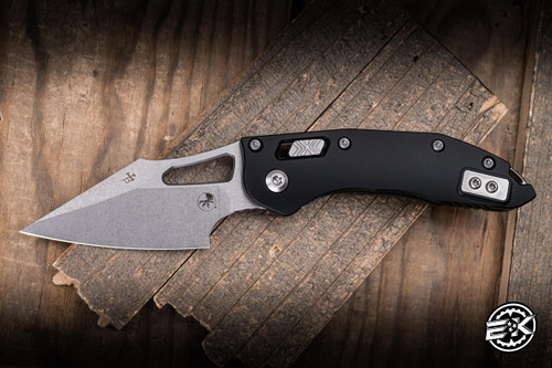 Microtech M-Stitch Ram-LOK Folding Knife Black Aluminum 3.25" M390 Stonewash 169MRL-10