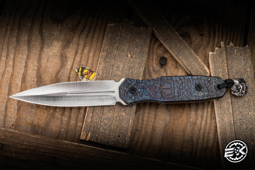Blackside Customs Phase 7SDM Fixed Blade Knife Textured Titanium 4.5" MagnaCut Dagger Satin